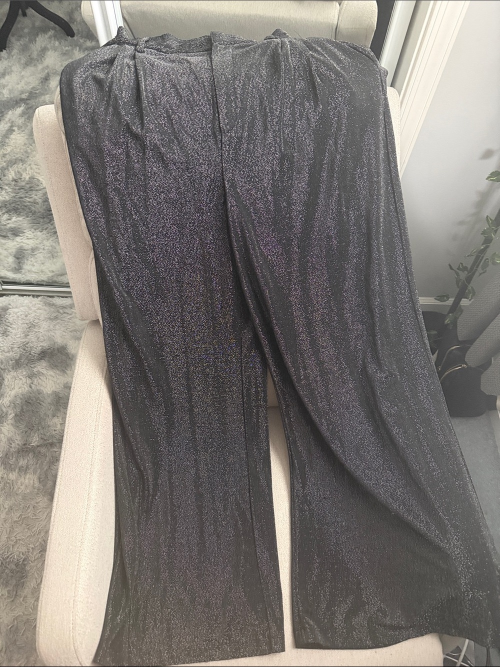 VENUS Black Shimmery Wide Leg Pants